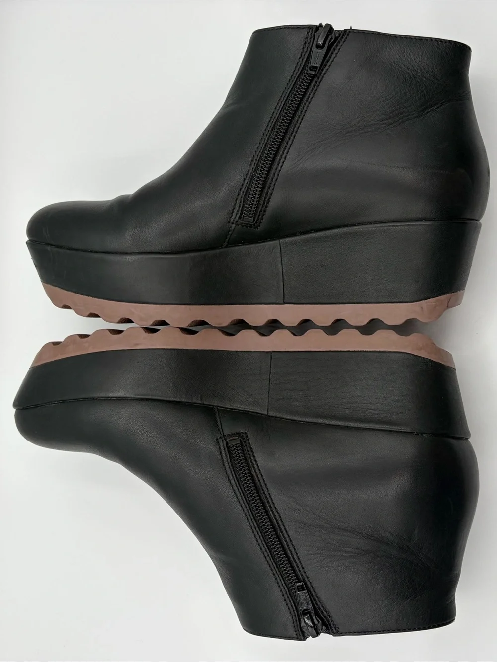 Camper Laika Platform Bootie Black Leather Size 9 EU 39 Ankle Side Zip